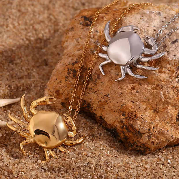 Crab Pendant Necklace 18K Gold Plated Stainless Steel Jewelry Christmas Gift Ideas 2024