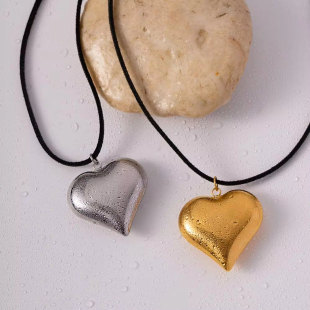 Stainless Steel 18K Gold Plated Heart Shape Necklace Jewelry Chain Set Fashion Jewelry