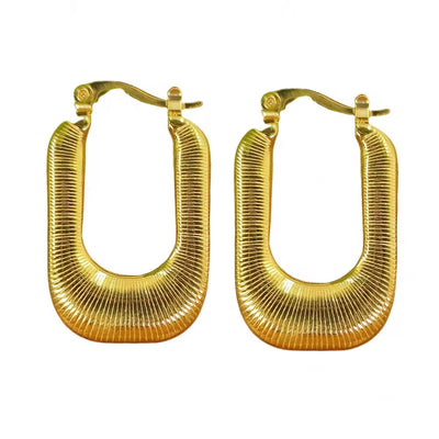 Square Chunky Hoop Earrings Letter Huggies 18K Gold Plated Earrings Delicate Minimalist Stainless Steel Jewelry 2024