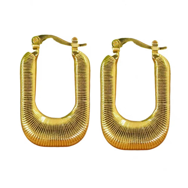 Square Chunky Hoop Earrings Letter Huggies 18K Gold Plated Earrings Delicate Minimalist Stainless Steel Jewelry 2024