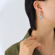 Fashion Jewelry Shell Square Hoop Earrings Gold Plated Stainless Steel Statement Designer Custom Vintage Party Bag CMA