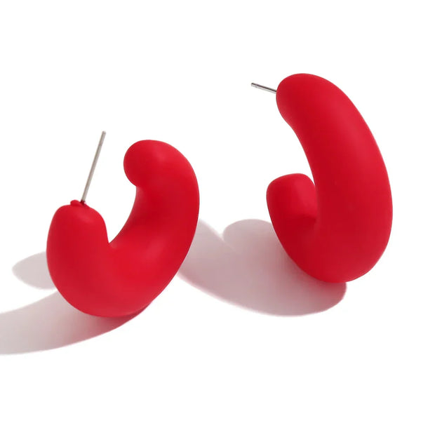Colorful ABS Resin Spring Jewelry Enamel Hoop Earrings Stainless Steel Jewelry Gifts for Women