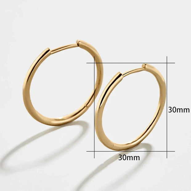 Stainless Steel Gold Plated Large Medium Small Size Hoop Earrings for Women