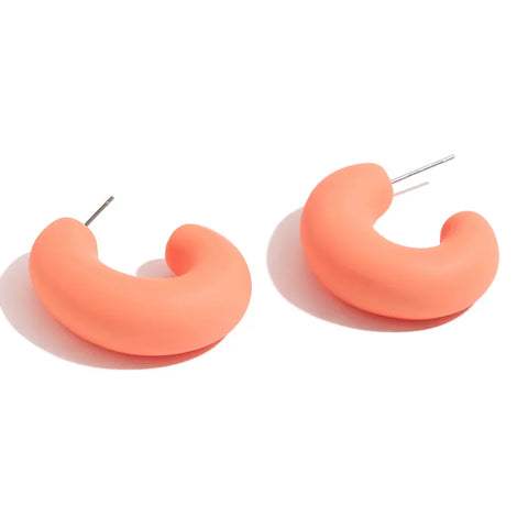 Colorful ABS Resin Spring Jewelry Enamel Hoop Earrings Stainless Steel Jewelry Gifts for Women