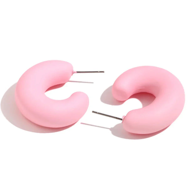 Colorful ABS Resin Spring Jewelry Enamel Hoop Earrings Stainless Steel Jewelry Gifts for Women