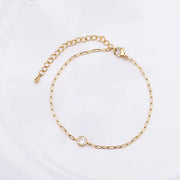 18K PVD Gold Plated Waterproof Stainless Steel Paper Clip Chain round Zirconia Bracelet for Women Wholesale Jewelry