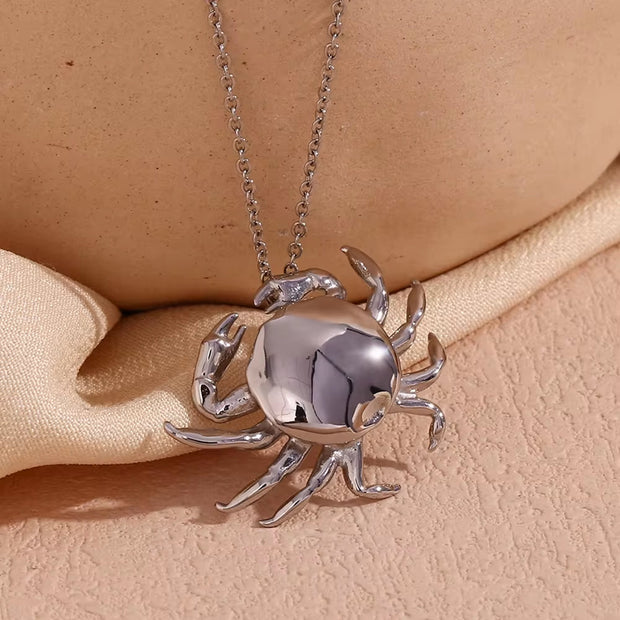 Crab Pendant Necklace 18K Gold Plated Stainless Steel Jewelry Christmas Gift Ideas 2024