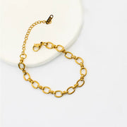 Waterproof Adjustable O-Link Chain Bangles 18K Gold Plated Stainless Steel Lobster Clasp Bracelet