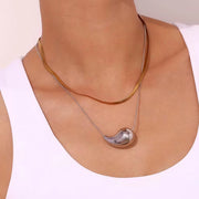 Drop Pendant Gold 18K Stainless Steel Chain Necklace Women Jewelry