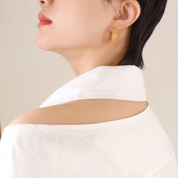 Custom Fashion Jewelry Stainless Steel for Women 18K Gold Plated Chunky Statement Studs Earrings