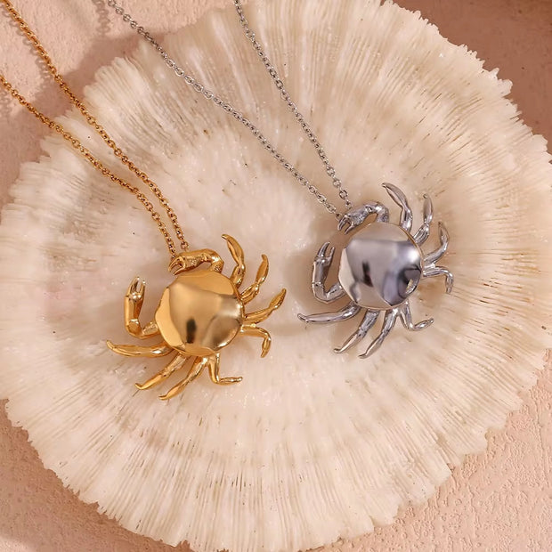 Crab Pendant Necklace 18K Gold Plated Stainless Steel Jewelry Christmas Gift Ideas 2024