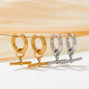 Fashion 18K Gold-Plated Stainless Steel T-Bar Pendant Earrings Women'S Fashion Earing Accessories Jewelry Making