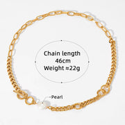 Stainless Steel Twist Chain Pearl Necklace OT Buckle Baroque Freshwater Pearl Twisted Chain Necklace Women