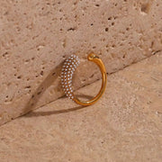 Wholesale Fine Jewelry 18K Gold Plated Stainless Steel Cz Diamond Finger Ring Gold Weeding Band Ring Adjustable Open Ring