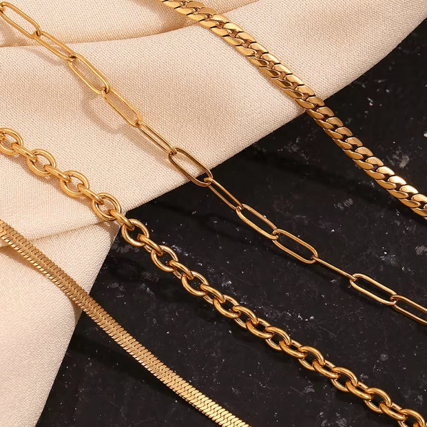 Fashion Jewelry Necklaces Gold Plated Chain Necklace for Man Women Stainless Steel Choker