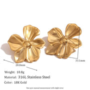 2024 New Arrivals Engraved Flower Earrings Gold Plated Gift for Girls Stainless Steel Stud Earrings
