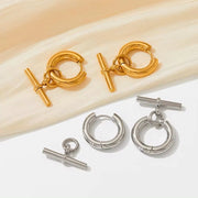 Fashion 18K Gold-Plated Stainless Steel T-Bar Pendant Earrings Women'S Fashion Earing Accessories Jewelry Making
