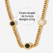 Shell Black White Cuban Chain Necklace Fashion Stainless Steel Jewelry for Women