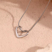 Summer 2024 Hollow Heart Pendant Necklace Gold Plated Snake Chain Necklace Stainless Steel Jewelry