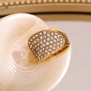 Shining Zircon Engagement Rings for Women Gold Plated Party Jewelry Stainless Steel Finger Ring