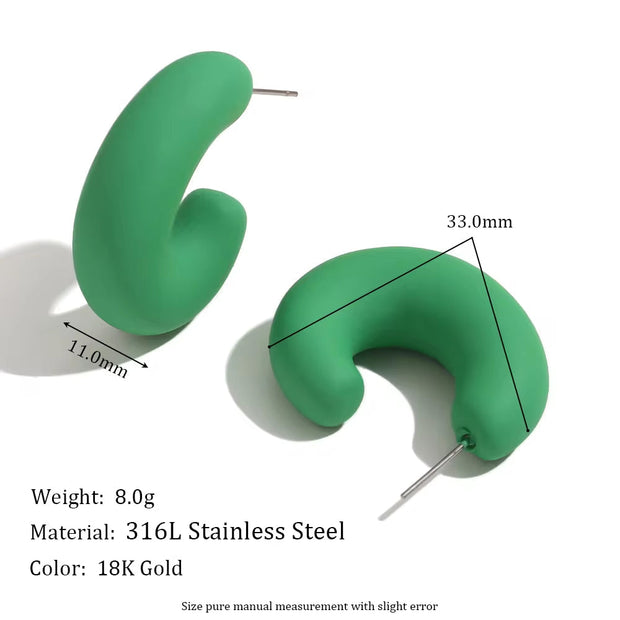 Colorful ABS Resin Spring Jewelry Enamel Hoop Earrings Stainless Steel Jewelry Gifts for Women