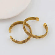 Customized Trendy Stainless Steel Inlaid Open Bracelet Gold Cuff Bangle 18K Gold PVD Plated Stainless Steel Bracelet