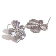 2024 New Arrivals Engraved Flower Earrings Gold Plated Gift for Girls Stainless Steel Stud Earrings