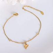 Wholesale New Zircon Three-Dimensional Love Heart Pendant 18K Gold Plated Ankle Chain Foot Jewelry Anklets