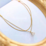 Custom Double Layer 18K Gold Plated Chain Stainless Steel Link Zircon Chain Jewelry Bracelets Ladies