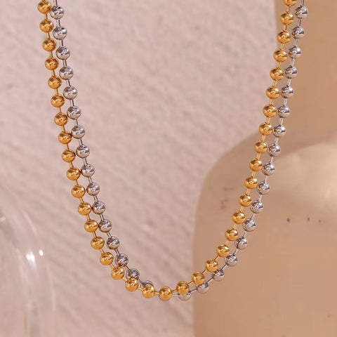 Stainless Steel Bead Necklace Waterproof Gold Plated Jewelry anti Tarnish Chain Necklace Choker