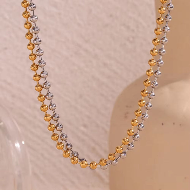 Stainless Steel Bead Necklace Waterproof Gold Plated Jewelry anti Tarnish Chain Necklace Choker
