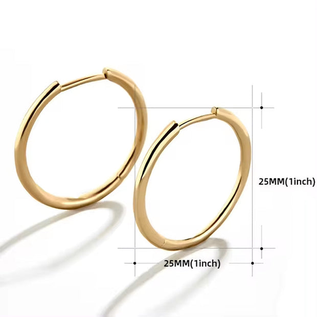 Stainless Steel Gold Plated Large Medium Small Size Hoop Earrings for Women