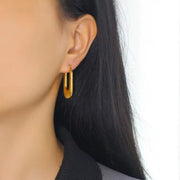 Square Chunky Hoop Earrings Letter Huggies 18K Gold Plated Earrings Delicate Minimalist Stainless Steel Jewelry 2024