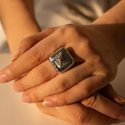 Stainless Steel Silver PVD Plated Geometric Fashion Jewelry Rivet Finger Ring Minimalist Jewelry