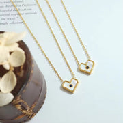 Stainless Steel Shell Heart Zircon Pendant Necklace Simple Gold 18K Necklace for Women