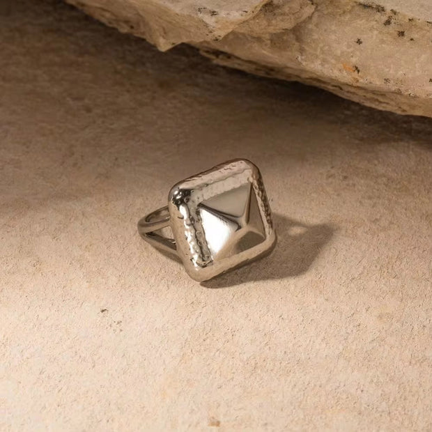 Stainless Steel Silver PVD Plated Geometric Fashion Jewelry Rivet Finger Ring Minimalist Jewelry