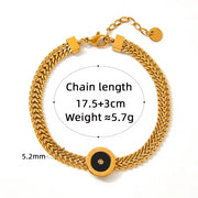 Shell Stainless Steel Charm Gold Cuban Chain Cz Bracelet Bangle Women Trendy Classic Jewelry