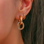 Chunky Micro Insert Shining Zircon Exaggerated Hoop Earrings Non Tarnish Gold Plated 316L Stainless Steel Hypoallergenic Earring