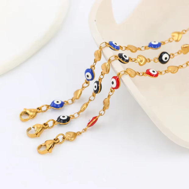 Charms New Beads Bracelets for Women Men Lucky Turkey Heart Eyes Link Chain Bracelet Friendship Jewelry