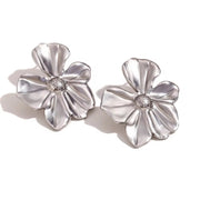 2024 New Arrivals Engraved Flower Earrings Gold Plated Gift for Girls Stainless Steel Stud Earrings