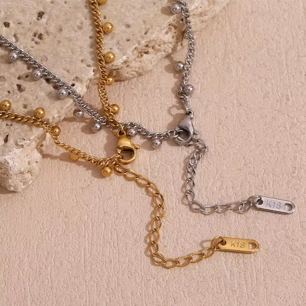 Bohemian Jewelry Beaded Tassel Necklace Gold Plated Chain Necklace Stainless Steel Jewelry
