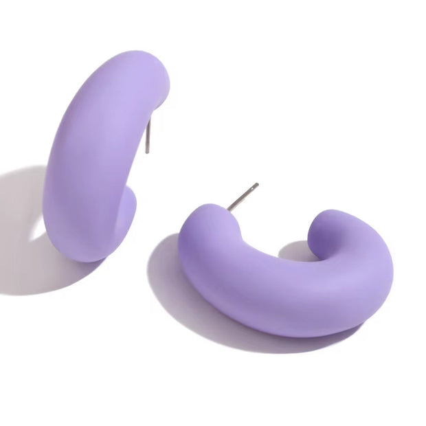 Colorful ABS Resin Spring Jewelry Enamel Hoop Earrings Stainless Steel Jewelry Gifts for Women