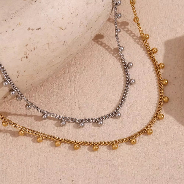 Bohemian Jewelry Beaded Tassel Necklace Gold Plated Chain Necklace Stainless Steel Jewelry