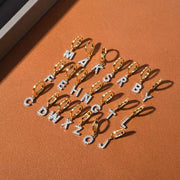 26 English Letters Diamond Earring Personalized Initial Earrings for Girls Brass Plated 18K Real Gold round Ear Clip Jewelry