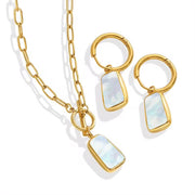 Fashion Jewelry Shell Square Hoop Earrings Gold Plated Stainless Steel Statement Designer Custom Vintage Party Bag CMA